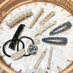 【11点】パールブラックヘアアクセサリーまとめ売り韓国ファッションレディース新品
