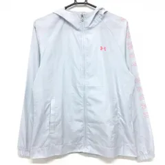 【美品】アンダーアーマー ジップパーカー ライトグレー×レッドピンク ロゴプリント 薄手 レディース XL/TG/EG ゴルフウェア UNDER ARMOUR
