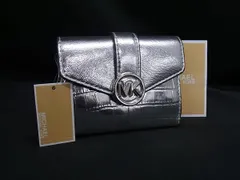 ■新品同様■ MICHAEL KORS マイケルコース  パテントレザー クロコダイル型押し 三つ折り 財布 ウォレット シルバー系 BP1152