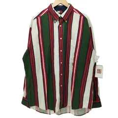 トミーヒルフィガー TOMMY HILFIGER 90s ロゴ刺繍 ストライプ ボタンダウンシャツ  メンズ  L/G