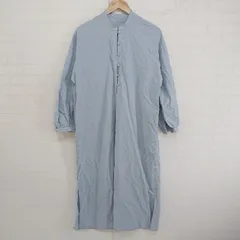 ◇ BEAUTY & YOUTH UNITED ARROWS バンドカラー 長袖 膝下丈 ワンピース ライトブルー系 レディース E  【1303240017029】