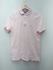◇ TOMMY HILFIGER トミーヒルフィガー シンプル カジュアル 半袖 ポロシャツ サイズS ライトピンク系 メンズ P  【1308160078617】