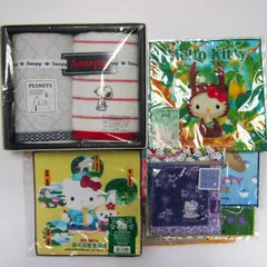 ハローキティ/スヌーピー他 タオル ハンカチ 未使用 8点セット ご当地キティ等 サンリオ まとめて 大量 レディース SANRIO etc