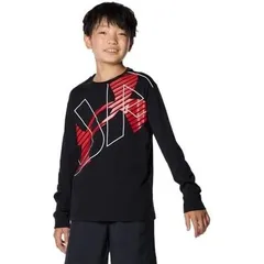 アンダーアーマー(UNDER ARMOUR) Tシャツ UAスーパービッグロゴ 長袖Tシャツ ボーイズ 1381168 ブラック/レッド YSサイズ