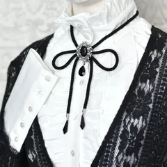 ループタイ【魔女】◆ハンドメイド ユニセックス メンズ 十字架 格好良い ゴシック レトロ 洋風 スチパン 新品 紐ループ ネックレス ワンポイント シルバー