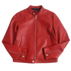極美品□20AW ディースクエアード S74AM1095 スタンドカラー WZIP ラムスキン シングルライダース/レザージャケット レッド 48 正規品のサムネイル