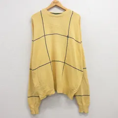 XL/古着 ノーティカ 長袖 ブランド セーター メンズ 90s ワンポイントロゴ 大きいサイズ コットン クルーネック 黄他 イエロー 24dec06 中