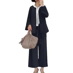 【新品】 [YINGDIE] パンツスーツ レディース スーツ 3点セット ワイドパンツ コート シャツ セットアップ ブラウス ジャケット ロングパンツ 上下セット アウター パンツドレス オフィスウェア 長袖 フォーマル 入学式 卒業式 カジュアル 通 0