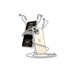 iPhone 12 Pro ケース クリア ショルダー iPhone12Pro スマホケース アイフォン12Pro カバー 肩掛け 斜めかけ 縄掛けケース 透明 薄型 軽量 TPU 携帯ケース 紐付き 斜めがけ 織りストラップ付き 長さ調整可能 取り外し可 1