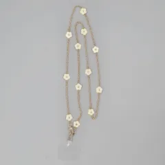 ☆ アイボリーxゴールド ☆ ロングフラワーモチーフストラップ リボーンカンパニー ストラップ スマホストラップ 携帯電話用ストラップ モバイルストラップ スマホストラップチェーン チェーン 花柄 花 フラワー アクセサリー レディース 女性 小物 大人