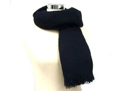 ■美品■ COMME CA ISM コムサイズム アクリル100％ フリンジ マフラー ストール ショール ひざ掛け 表記サイズ F ネイビー系 DF3801
