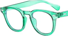 Fuji-cellar PCメガネ ケース付き ブルーライトカット クラシック ボストン レトロ ラウンド UVカット 紫外線対策 男女兼用(グリーン)
