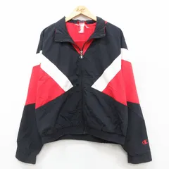 M/古着 チャンピオン Champion 長袖 ナイロン ジャケット メンズ 00s 黒他 ブラック 内側メッシュ 25sep25 中古 アウター ウインドブレーカ