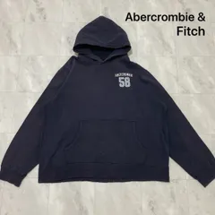 Abercrombie & Fitch アバクロ sweat hoodie スウェットパーカー 90s USA企画 刺繍 ネイビー サイズXL 玉FL3974