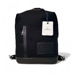 新品 MONCLER ALANAH ロゴレザーパッチ キャンバス バックパック ブラック モンクレール