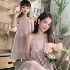親子コーデ ワンピース お揃い マッチング衣装 ドレス ペアルック 母 娘 夏 ノースリーブ リゾート 海 母 娘 ママ ガール 子供 女性 夏 ノースリーブmunvz08