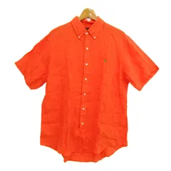 ラルフローレン 半袖シャツ トップス リネン ボタンダウン メンズ Lサイズ オレンジ RALPH LAUREN 【中古】