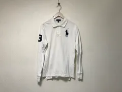 本物ポロラルフローレンPOLO RALPHLAURENコットンビッグポニーロゴ刺繍長袖ポロシャツメンズサーフアメカジミリタリーストリートスケーターワークビジネススーツモードゴルフドレスバイカー白ホワイトL