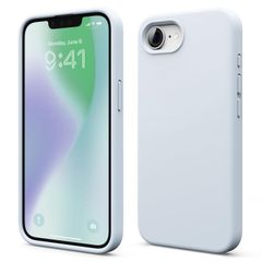 [ カバー iPhone16e シリコンケース アイフォン16 シンプル サラサラ e 防止 対応 対応 指紋 携帯ケース スマホケース ] 耐衝撃 シリコン SILICONE ケース CASE 16e iPhone ライトブルー 【elago】