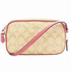 コーチ COACH F77996 シグネチャー ミニショルダーバッグ 斜め掛け クロスボディ ロゴ PVC レザー ベージュ ピンク /GV
