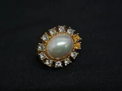 ■美品■ ChristianDior ディオール パール ラインストーン 片耳のみ クリップ式 イヤリング アクセサリー ゴールド系 DI1630