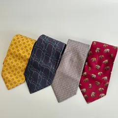ジムトンプソン ブランド ネクタイ まとめ 4本 セット ストライプ柄  動物　ゾウ シルク  無地　メンズ イエロー　ネイビー　グレー　レッド  JIM THOMPSON