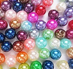 BIBIAN 美々杏パールビーズ カラフル マルチカラー 混彩 光沢 両穴 8mm約1000粒 DIY手作りジュエリー( マルチ)