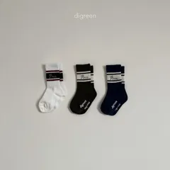 digreen キッズ 靴下 paris socks (3set) 男の子 女の子 べ幼児 おしゃれ シンプル ハイソックス 兄弟 お揃い 春 秋 夏 冬 子供服 お出かけ 韓国子供服 ブランドのサムネイル