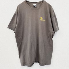 古着 used　GILDAN ギルダン　半袖プリントTシャツ　クルーネック　レトロデザイン　ブラウン　バックプリント　XLサイズ