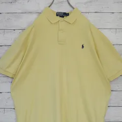 Polo RalphLauren ポロラルフローレン 無地 単色 ワンポイント ネイビーポニー刺繍ロゴ コットン 半袖 ポロシャツ L イエロー 20201227