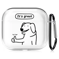 新品 AirPods 4 ケース(2024年モデル)クリア おしゃれ おもしろい かわいい AirPods 第四世代 ケース 創意 犬 ドッグ キャラクター デザイン シンプル エアーポッズ4 ケース オシャレ 分離式 透明 TPU 充電ケース カラビナ付き
