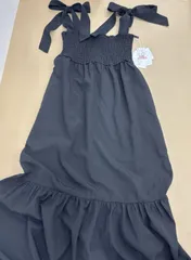 しまむら 辻希美 Ange Charme(アンジュ シャルム) 肩リボンワンピース サイズL ブラック 未使用 【M3337-003】