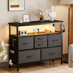 テレビボード 収納ボックス 布製 USBポート付き洋服タンス マルチチェス 北欧 大容量 整理タンス 引き出し 収納ケースタンス 寝室収納 リビング収納チェストLEDライト付きおしゃれ 棚付き 一人暮らし3段6杯 箪笥 チェスト収納 【幅100×奥行30×高さ