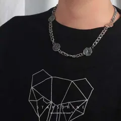 シルバーネックレス SMILE ステンレス 韓国 ストリート