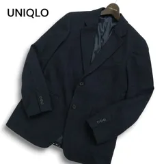 22AW★ UNIQLO ユニクロ 秋冬 総裏 ヘリンボーン ウール ブレンド ツイード テーラード ジャケット Sz.S メンズ 紺 ネイビー