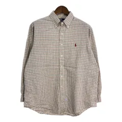Polo by Ralph Lauren ポロ ラルフローレン ボタンダウン 長袖シャツ チェック ベージュ (メンズ XL) 中古 古着 S6288