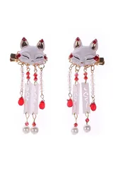 ヘアクリップ 漢服 和装 タッセル 浴衣 和風 古風 髪飾り 二個セット ヘアアクセサリー 着物 狐 ヘアアクセサリー パール 揺れる YINKE おしゃれ ヘアピン 写真撮影