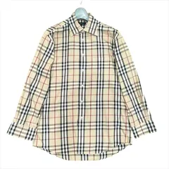 美品 BURBERRY バーバリー ノバチェック 柄 長袖 シャツ メンズ ファッション アパレル ブランド 古着 Mサイズ ベージュ a9637