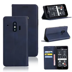 【迅速発送】らくらくスマートフォン me F-01L / F-42A ケース 手帳型 カバー PUレザー カード収納 財布型 耐衝撃 ケース マグネット スタンド機能付き 5色 (深い青)