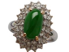 翡翠 ダイヤモンドリング K22/K18 8.1g 13号 GRJソーティング付き　Jewelry Jade2.16ct Dia Ring
