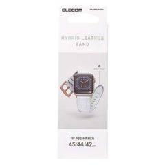 Apple Watch用ハイブリッドレザーバンド (45/44/42mm) (クロコホワイト)