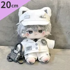 【新品 未使用】ネコ 制服 6点セット白ホワイト　ネクタイ　ジャケット　　ぬいぐるみ用　着せ替え　衣装　ぬい活 　推し活 　推しぬい　綿人形 　ちびぬい　ちびぐるみ 　無属性　棉花娃娃 コットンドール　人気　K-POP