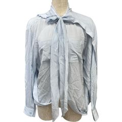 【未使用】BURBERRY バーバリー 4567817 長袖 リボン付き シャツ ボウタイ ブラウス トップス シルク ライトブルー[サイズ 38] 未使用】BURBERRY バーバリー 4567817 長袖 リボン付き シャツ