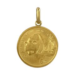 パンダ金貨 5元 コイントップ ペンダントトップ K24YG 1.7g イエローゴールド 純金 K18【中古】