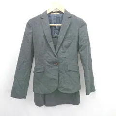 ◇ Θ ORIHICA オリヒカ チェック柄 ひざ下丈 セットアップ スーツ サイズ7 ダークグレー レディース E  【1506190010946】