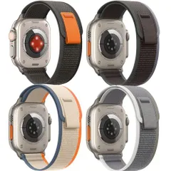 49mm45mm44mm42mm_グレーブラック+オレンジベージュ+グリーングレイ+ブルーブラック GAGULA 4本セット トレイルループ Apple Watch バンド 柔軟 軽量 防汗 強靭 アップルウォッチ バンド 49mm 45mm 44mm 42m