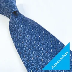 Aquascutum（アクアスキュータム） ネクタイ シルク100% ネイビー 紺 幾何学柄 総柄 ジャガード 肉厚 光沢 美品 ビジネス 結婚式 パーティ 成人式 入学式 卒業式 ギフト プレゼント ブランドネクタイ イングランド 英国王室御用達 高級