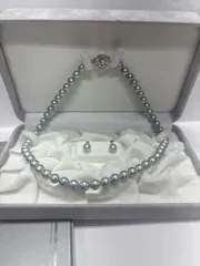 パールネックレス　鑑別書　箱有り　silver K14WG 天然　アコヤ真珠