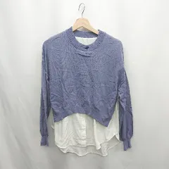 ◇ ⊂ SENSE OF PLACE by URBAN RESEARCH レイヤードデザイン 長袖 ニット サイズF ブルー系 オフホワイト レディース E  【1412260003827】