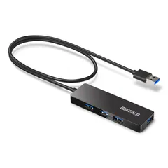 【数量限定】バッファロー USB ハブ USB3.0 スリム設計 4ポート 60cm バスパワー 軽量 Windows Mac PS4 PS5 Chromebook 対応 テレワーク 在宅勤務 BSH4U12560U3BK